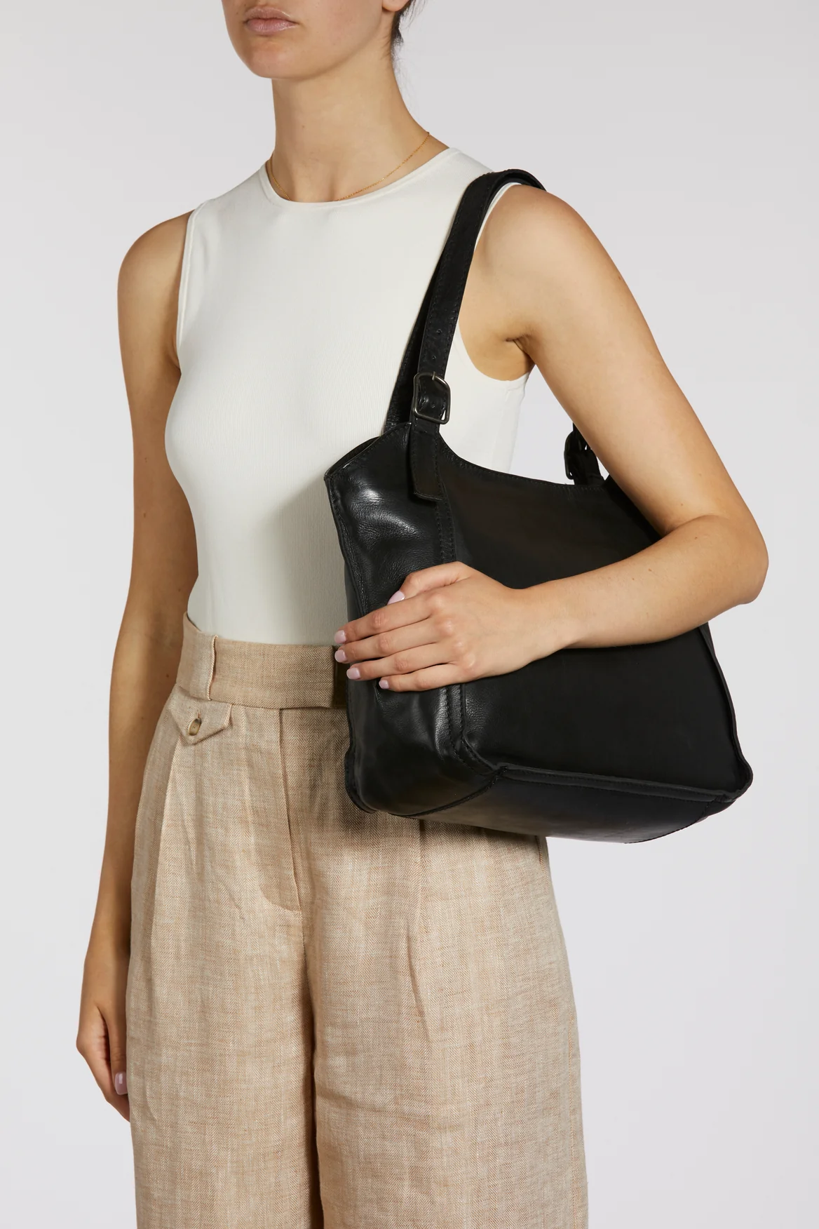 Maya Leather Buckle Tote Bag - Image 7